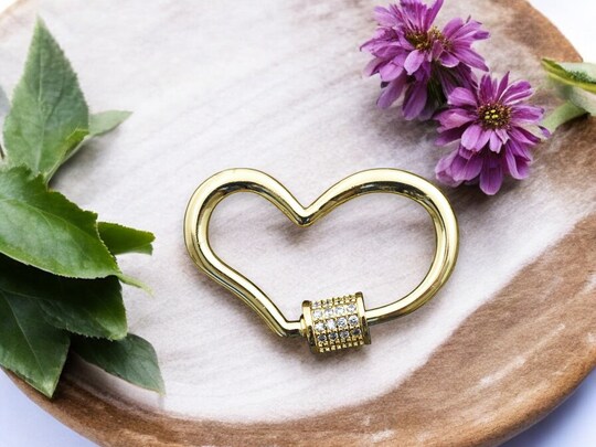 19x28mm Brass Micro Pave 16k Gold Heart Carabiner Clasp | Michaels 19x28mm Brass Micro Pave 16k Gold Heart Carabiner Clasp | Michaels